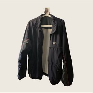Navy blue windbreaker